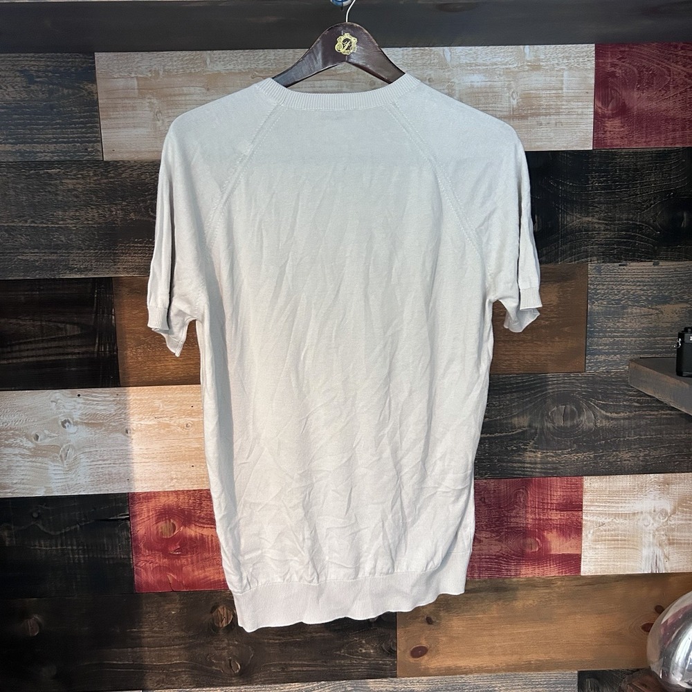 NWT Harry Rosen Harold Knit T Shirt Cotton Size 50 Italy Grey Beige 40 - Picture 5 of 7
